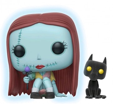 The Nightmate Before Christmas - Sally Seated Glow with Cat Flocked Pop! Viny