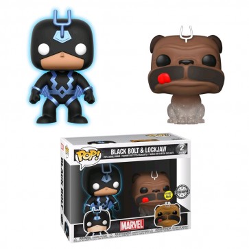 Inhumans - Black Bolt Glow & Lockjaw Phasing US Exclusive Pop! Vinyl 2-pack